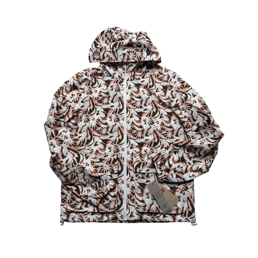 LEVIS Windbreaker White Brown Abstract‎ Water Resistant Jacket Men's Small NWT